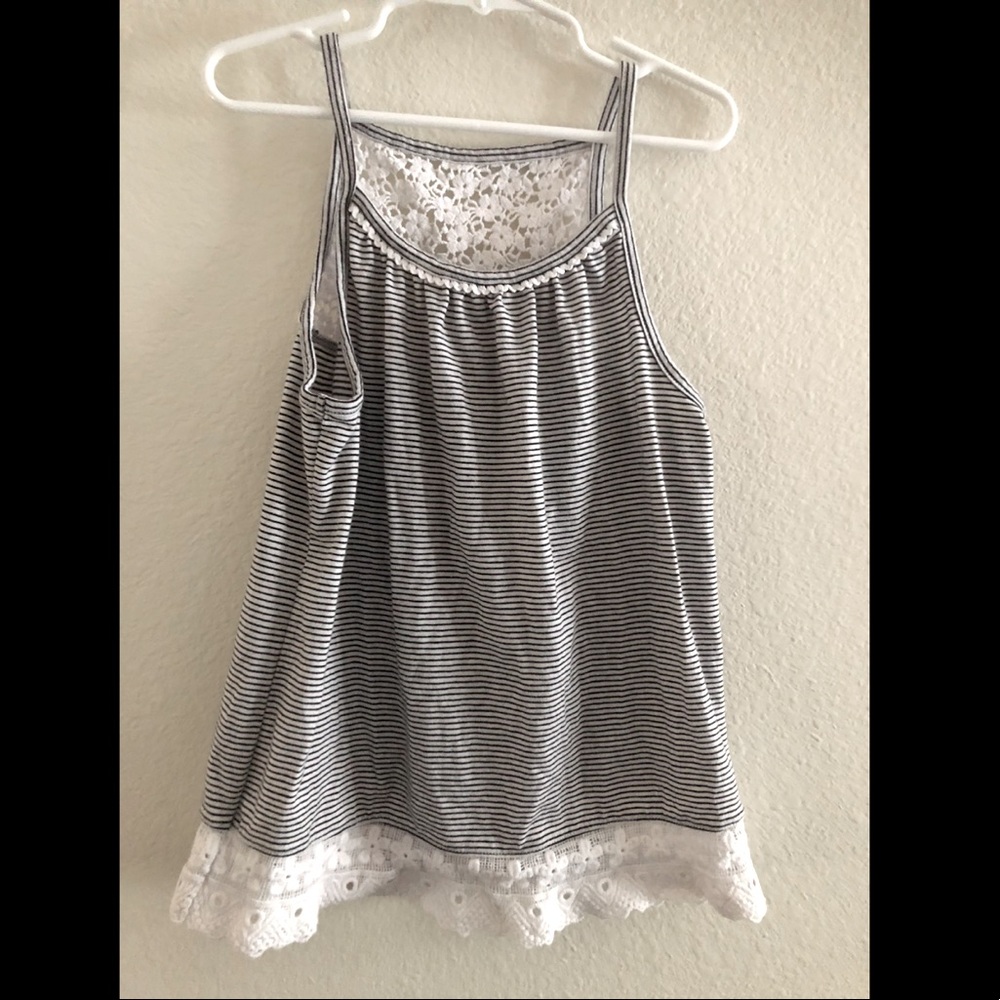 Girl’s white with black stripes top